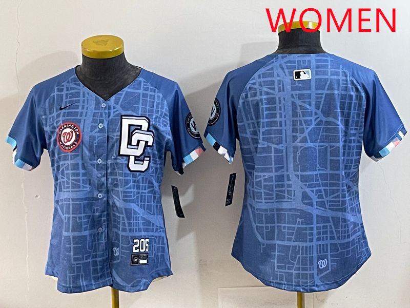 Women Washington Nationals Blank Blue Joint Name 2025 Nike MLB Jersey style 4->women mlb jersey->Women Jersey